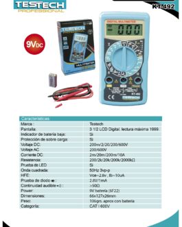 MULTITESTER DIGITAL «TESTECH» KT-492